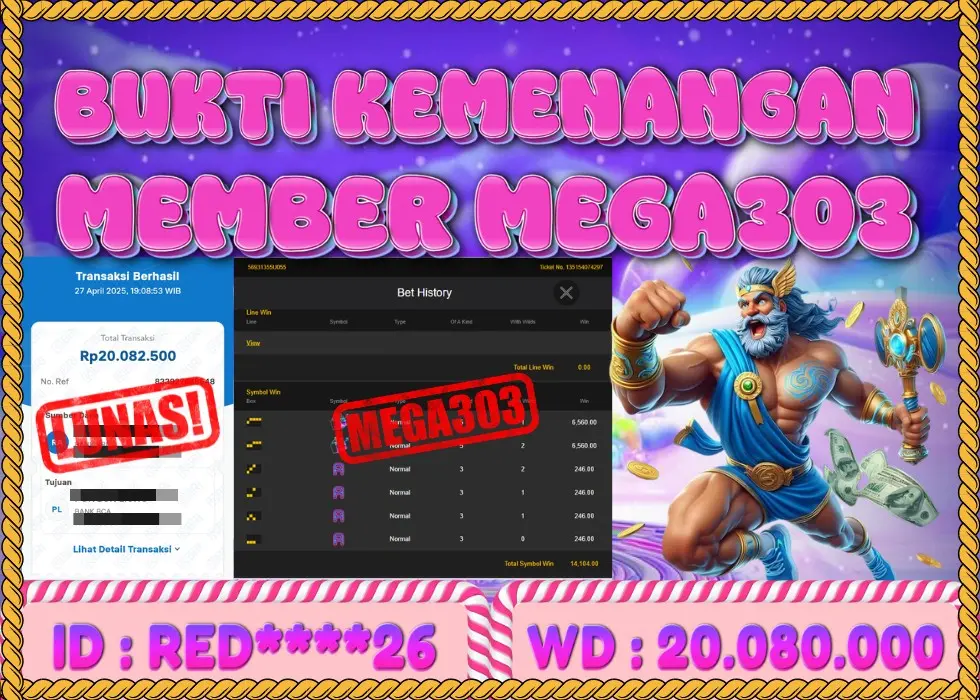MEGA303 JACKPOT Rp 20.080.000 - LUNAS!!!