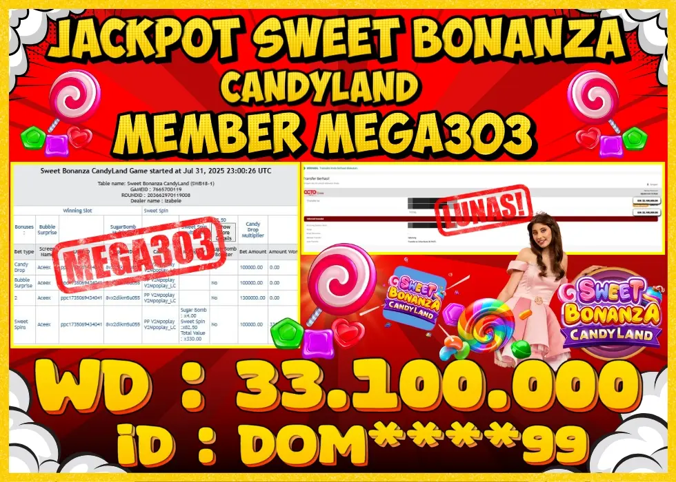 MEGA303 JACKPOT Rp 33.100.000 - LUNAS!!!