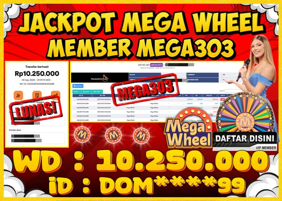 MEGA303 JACKPOT Rp 10.250.000 - LUNAS!!!