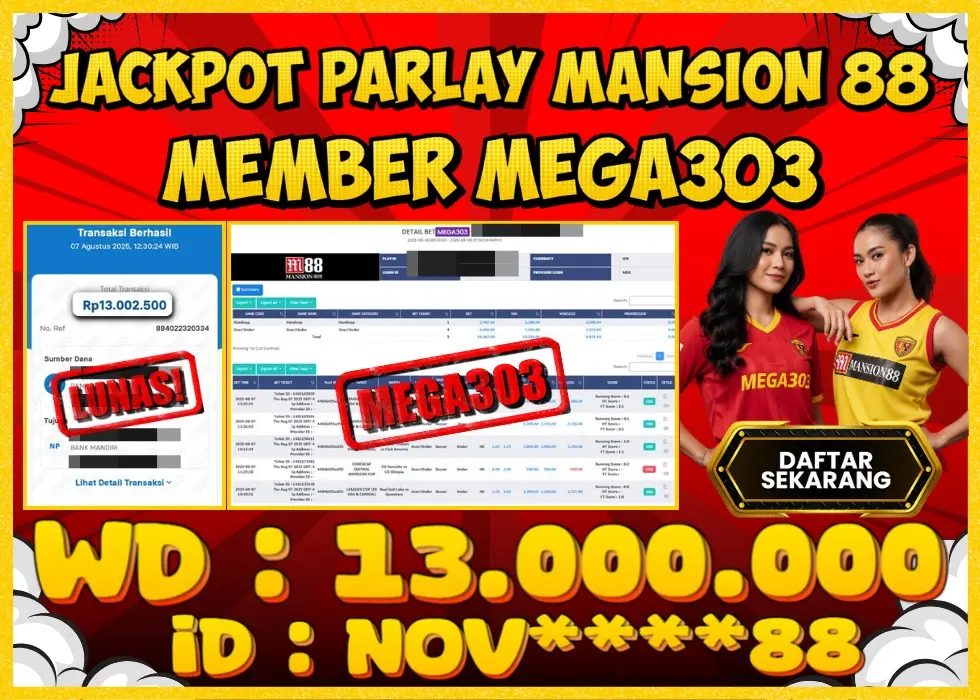 MEGA303 JACKPOT Rp 13.000.000 - LUNAS!!!