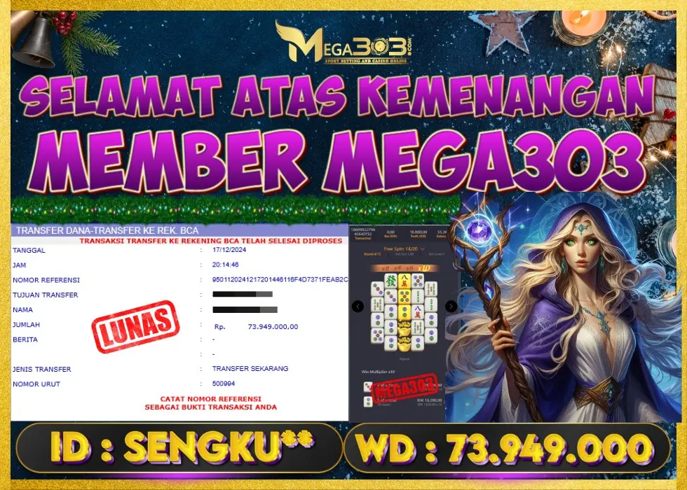 MEGA303 JACKPOT Rp 73.949.000 - LUNAS!!!