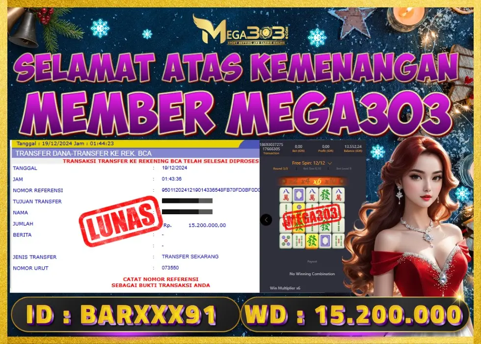 MEGA303 JACKPOT Rp 15.200.000 - LUNAS!!!