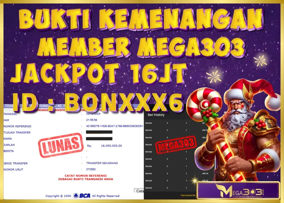 MEGA303 JACKPOT Rp 16.000.000 - LUNAS!!!
