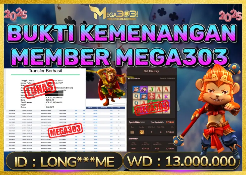 MEGA303 JACKPOT Rp 13.000.000 - LUNAS!!!