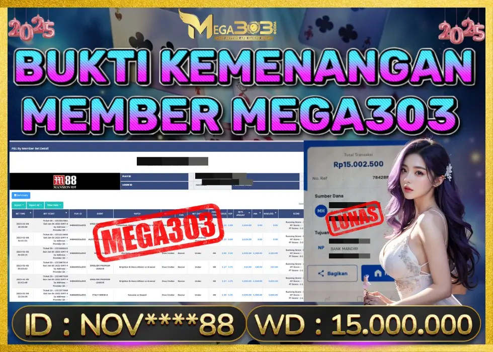 MEGA303 JACKPOT Rp 15.000.000 - LUNAS!!!