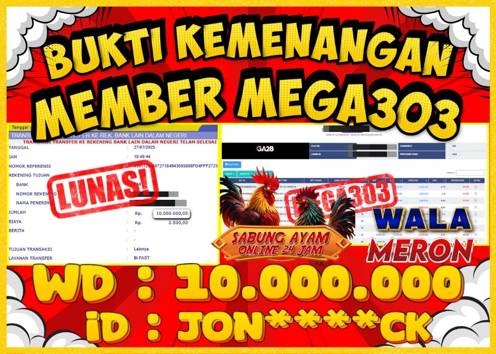 MEGA303 JACKPOT Rp 10.000.000 - LUNAS!!!