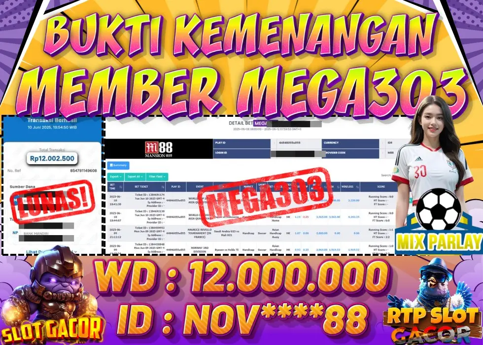 MEGA303 JACKPOT Rp 12.000.000 - LUNAS!!!