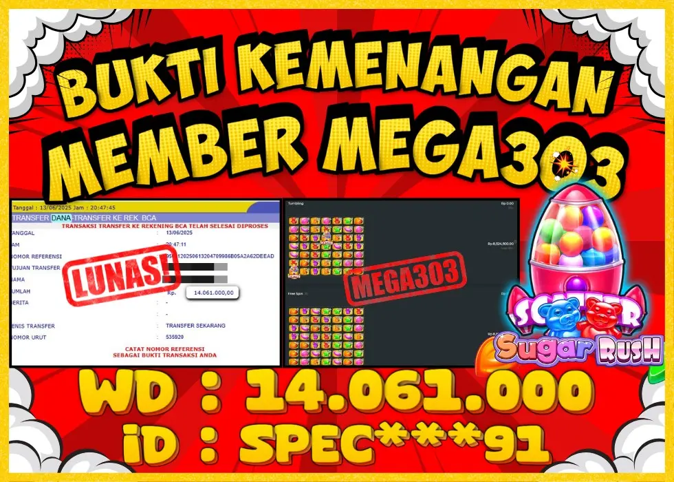 MEGA303 JACKPOT Rp 14.061.000 - LUNAS!!!
