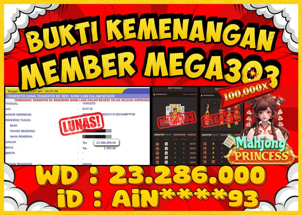 MEGA303 JACKPOT Rp 23.268.000 - LUNAS!!!