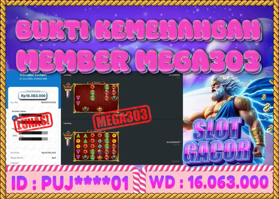MEGA303 JACKPOT Rp 16.063.000 - LUNAS!!!