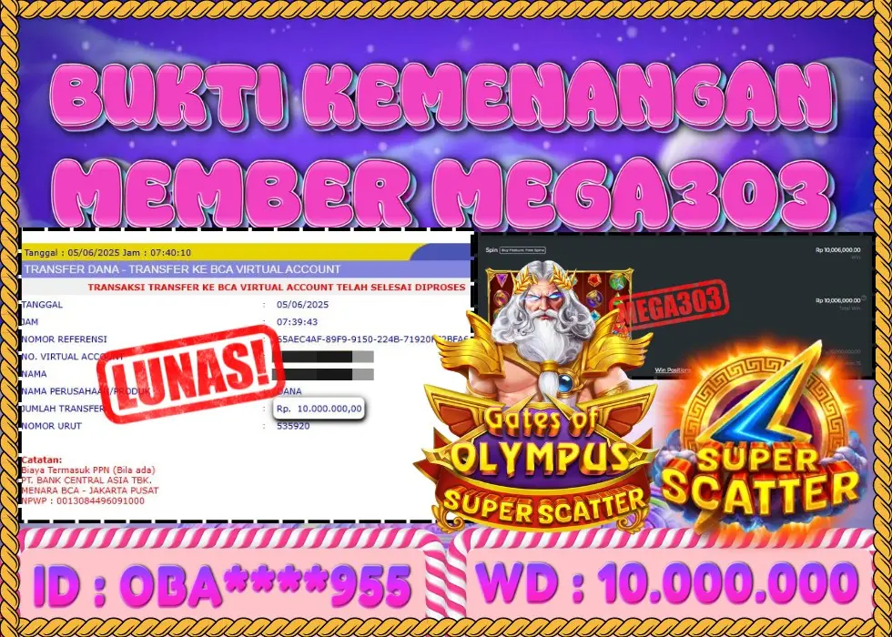 MEGA303 JACKPOT Rp 10.000.000 - LUNAS!!!