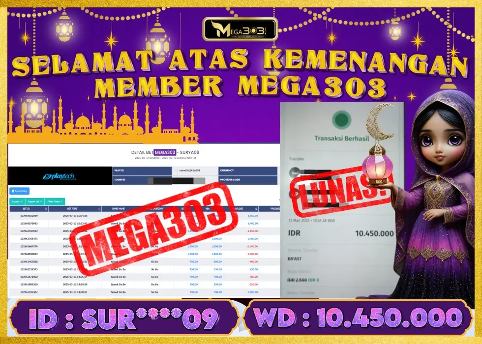 MEGA303 JACKPOT Rp 10.450.000 - LUNAS!!!