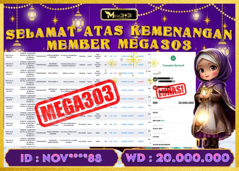 MEGA303 JACKPOT Rp 20.000.000 - LUNAS!!!