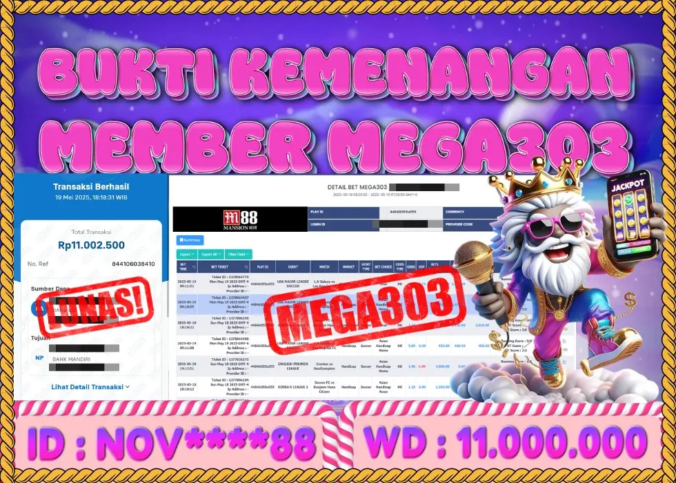 MEGA303 JACKPOT Rp 11.000.000 - LUNAS!!!