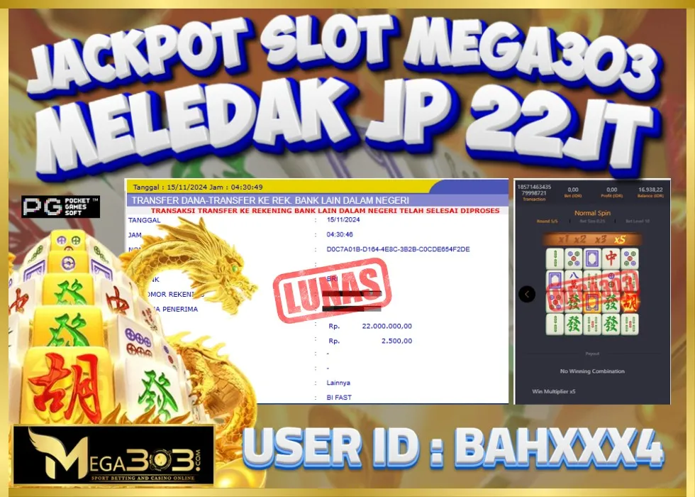 MEGA303 JACKPOT Rp 22.000.000 - LUNAS!!!