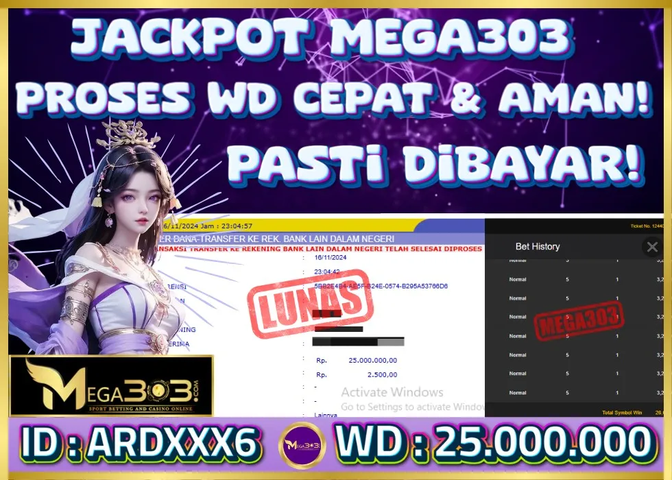 MEGA303 JACKPOT Rp 25.000.000 - LUNAS!!!