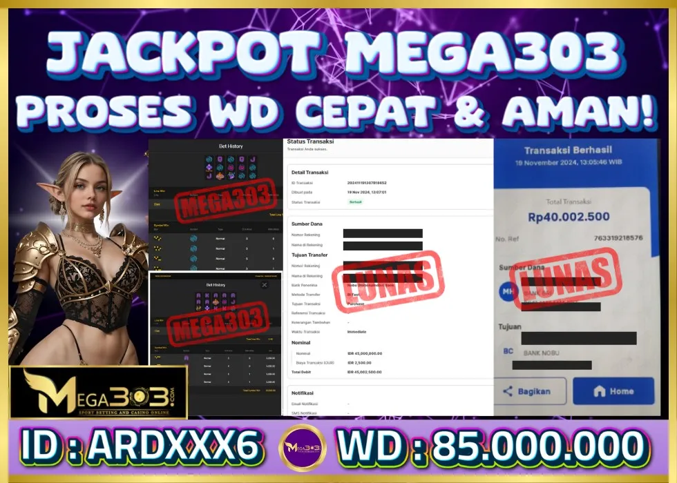 MEGA303 JACKPOT Rp 85.000.000 - LUNAS!!!