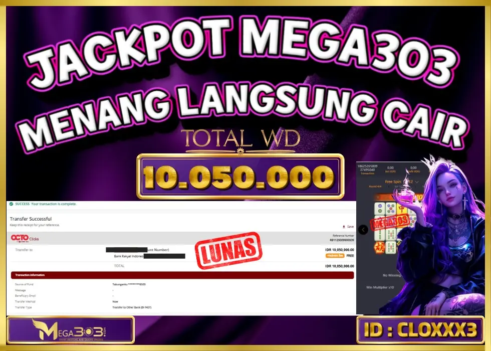 MEGA303 JACKPOT Rp 10.050.000 - LUNAS!!!