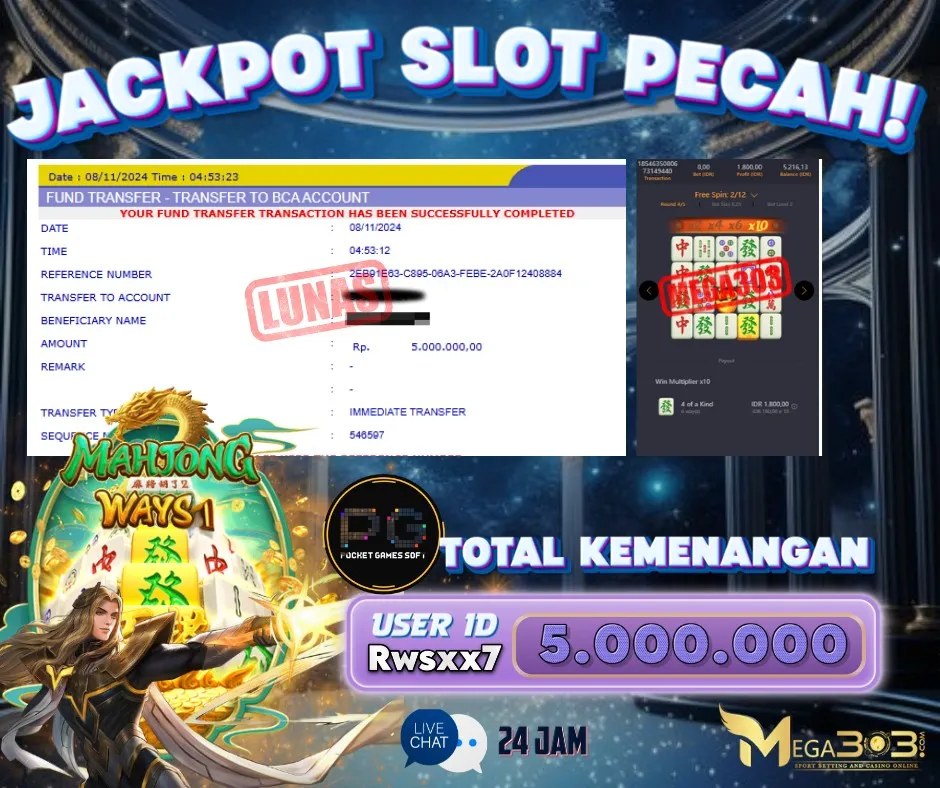 MEGA303 JACKPOT  Rp 5.000.000 - LUNAS!!!