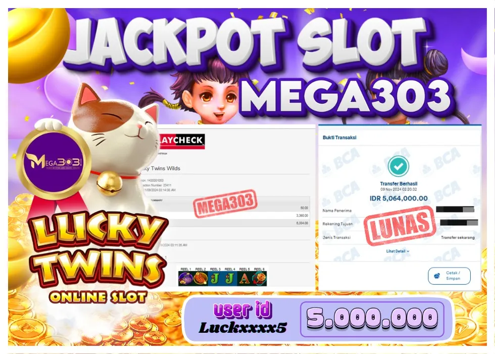 MEGA303 JACKPOT Rp 5.000.000 - LUNAS!!!