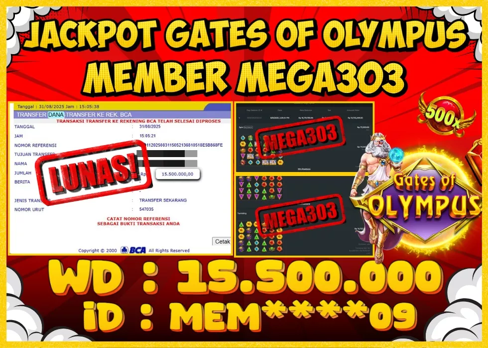 MEGA303 JACKPOT Rp 15.500.000 - LUNAS!!!