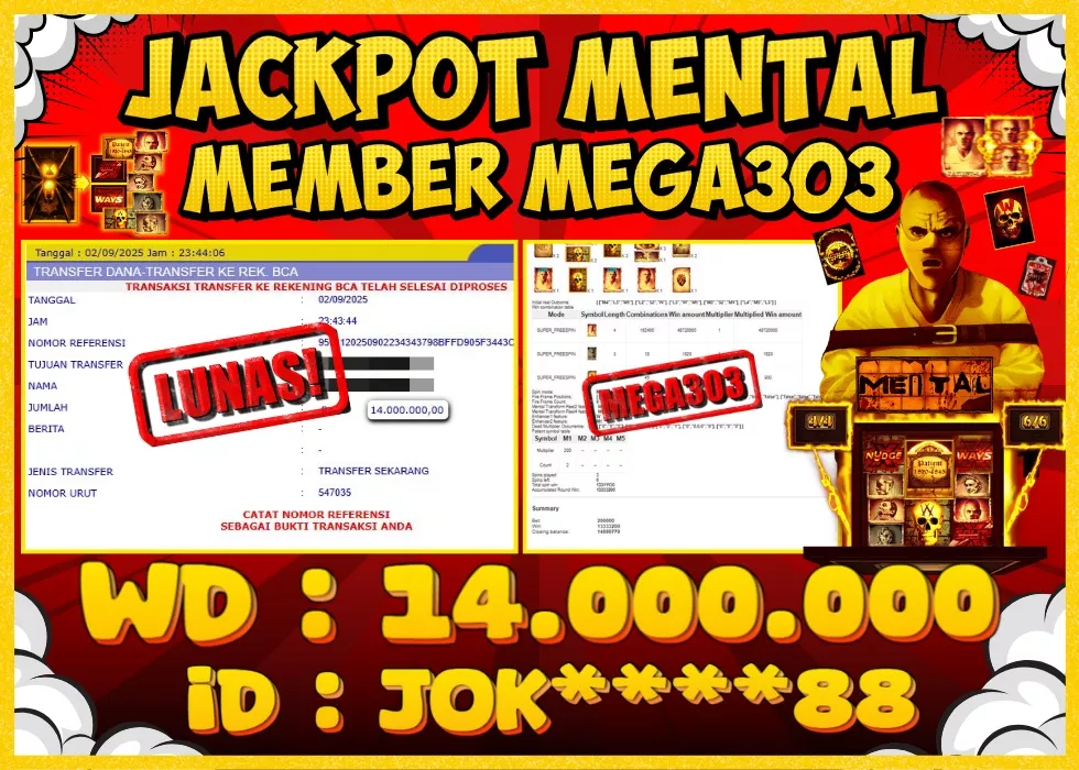 MEGA303 JACKPOT Rp 14.000.000 - LUNAS!!!