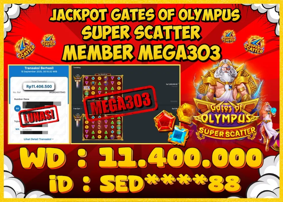 MEGA303 JACKPOT Rp 11.400.000 - LUNAS!!!