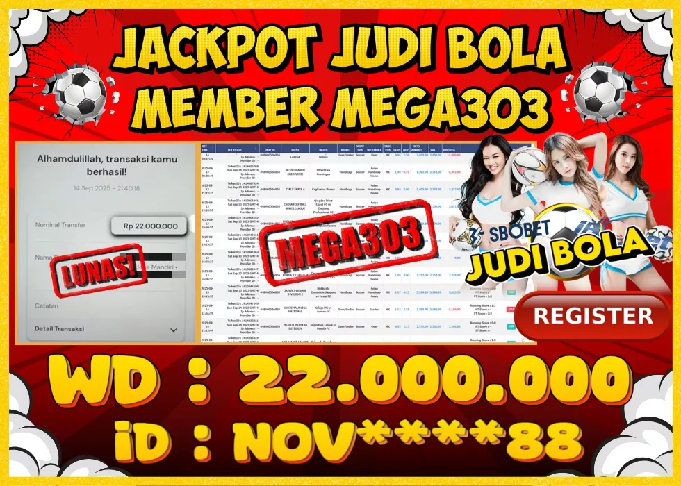 MEGA303 JACKPOT Rp 22.000.000 - LUNAS!!!