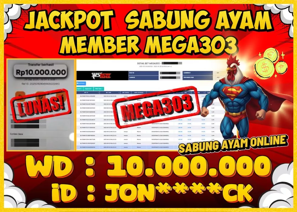MEGA303 JACKPOT Rp 10.000.000 - LUNAS!!!