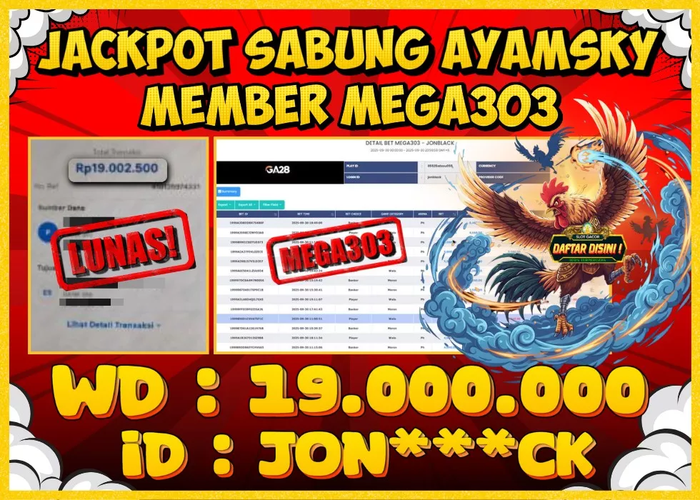 MEGA303 JACKPOT Rp 19.000.000 - LUNAS!!!